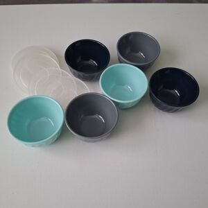 Set of 6 Small Dessert or Snack Multicolor Ramekins Bowls Acrylic